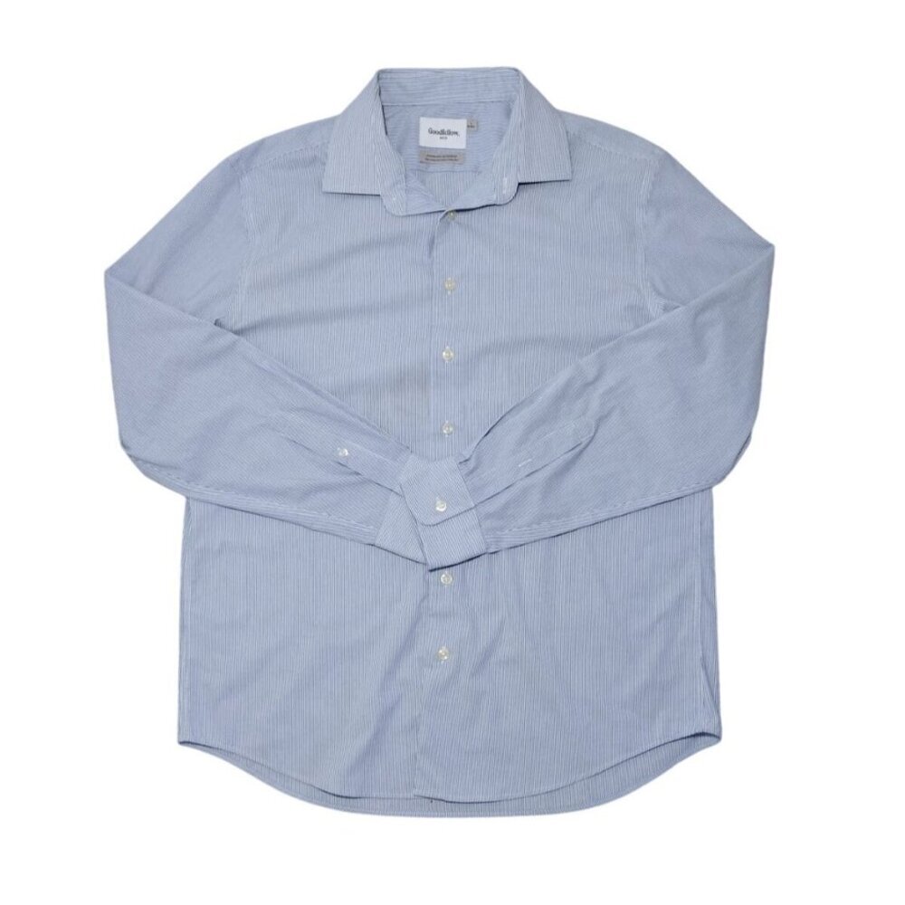 Goodfellow & Co Men's, Blue Striped Long Sleeve Button Down Shirt, Size L.